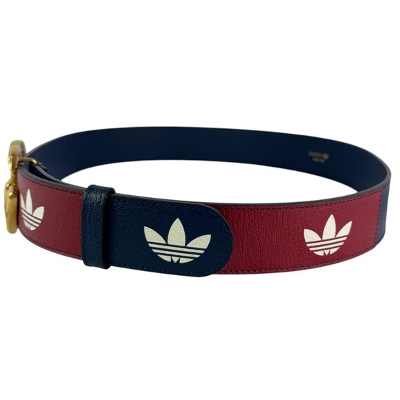 GUCCI X ADIDAS Marmont Navy Blue & Red Leather GG Buckle Men's Belt 100-40 - Picture 2 of 10
